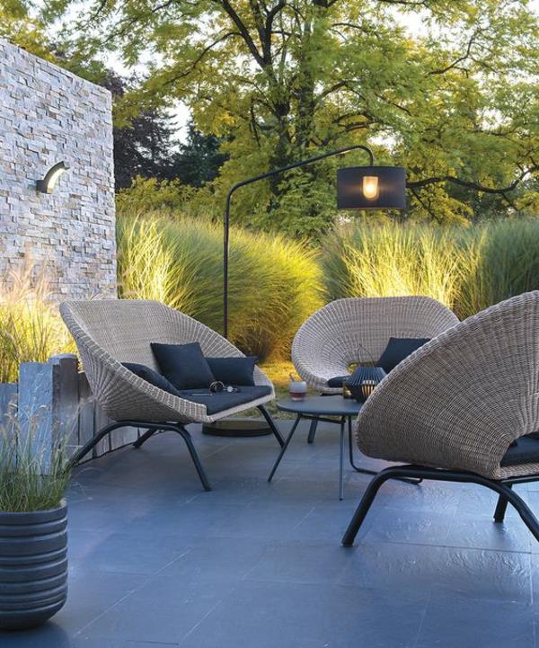 design puutarhan istuinalue läpinäkymätön mukava paikka rentoutua