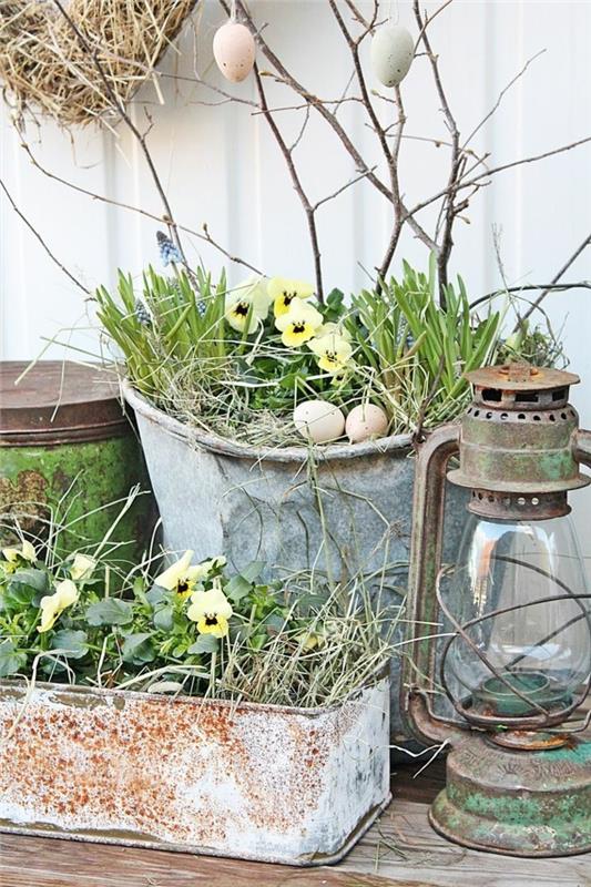 puutarha koristamaan pääsiäisideoita maalaismainen