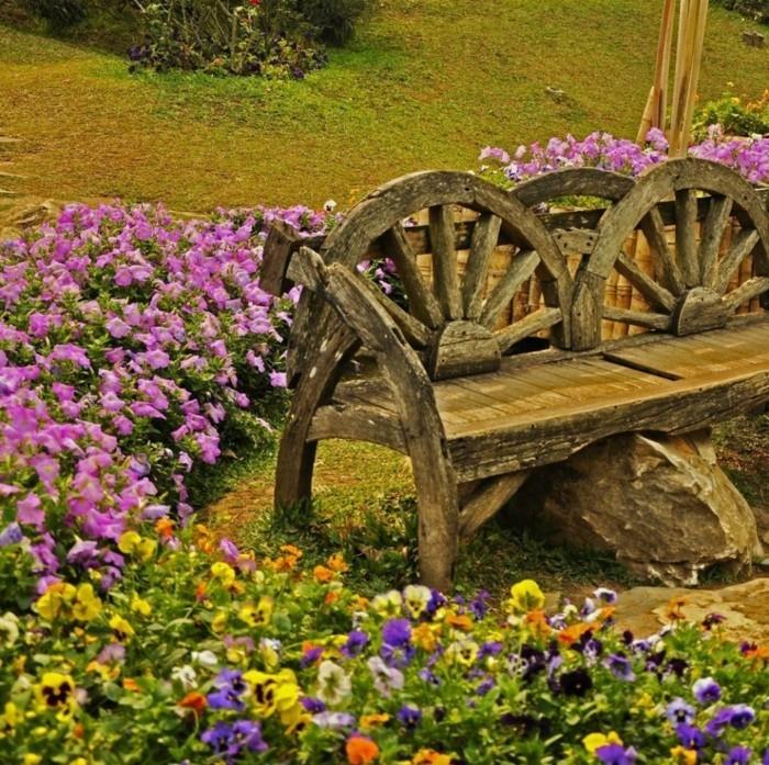 rakenna oma puutarhapenkkisi vanhoista puupyöristä