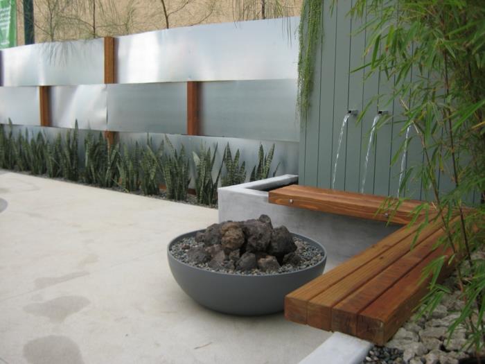 puutarha suihkulähde suunnittelu moderni puutarha suunnittelu ideoita kasvit kivet