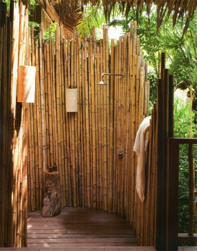 puutarha suihku bambu lisää maalaismainen ilme