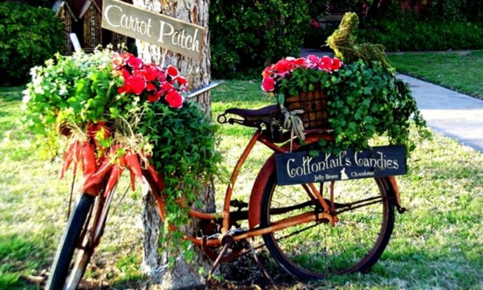 puutarhan suunnittelu vanhat polkupyörän kukkaruukut