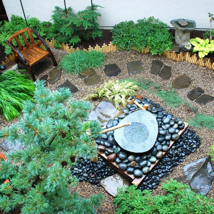 puutarhasuunnittelu feng shui -jako puutarha zen -suihkulähde