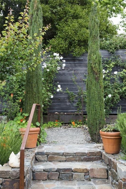 puutarhasuunnitteluideoita puutarhaportaat kukkaruukut takapihan suunnittelu