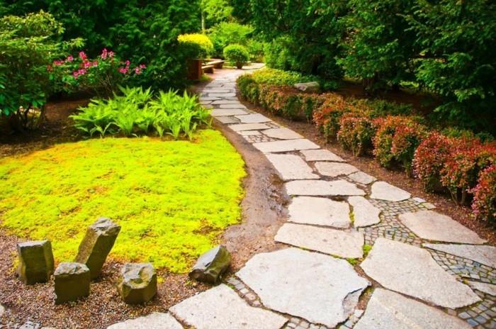 puutarhasuunnitteluideoita keltainen aksentti kivi polku suunnittelu puutarha polkuja