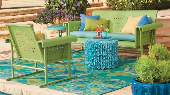 Puutarhasuunnitteluideoita vihreä nojatuoli matto puutarhaideoita