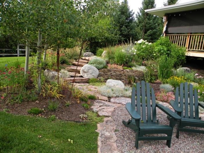 puutarhasuunnitteluideoita sora puutarha nojatuolit puutarha portaat kivet