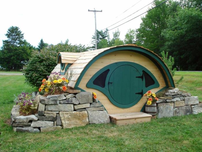 rakentaa puutarha talo itse hobbit talo pyöreä ovi luonnonkivet