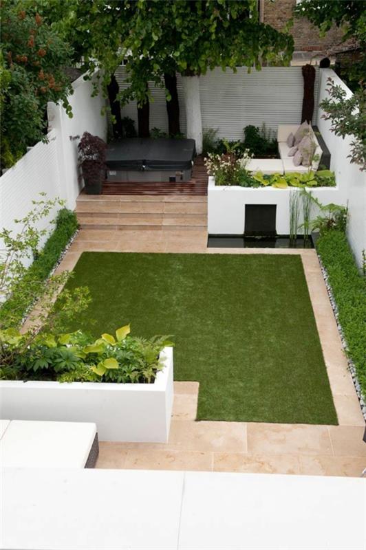 puutarhaideoita tyylikäs puutarhasuunnittelu vihreä nurmikko