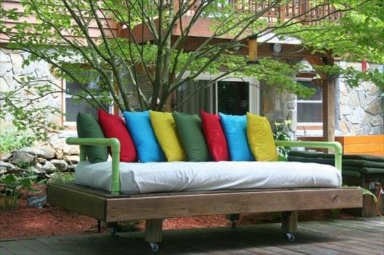 puutarhakalusteet tinker kuormalavat penkki sohva värikäs kossen roll tuki