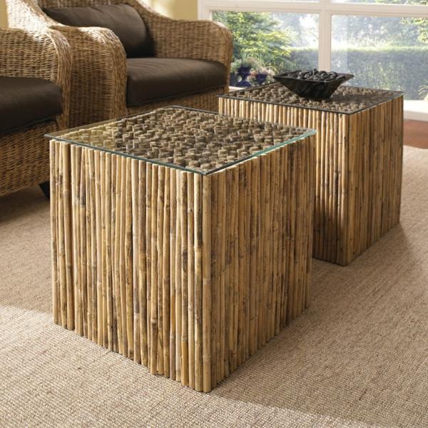 puutarhakalusteet ylelliset bambu -sivupöydät olohuoneen pöydät
