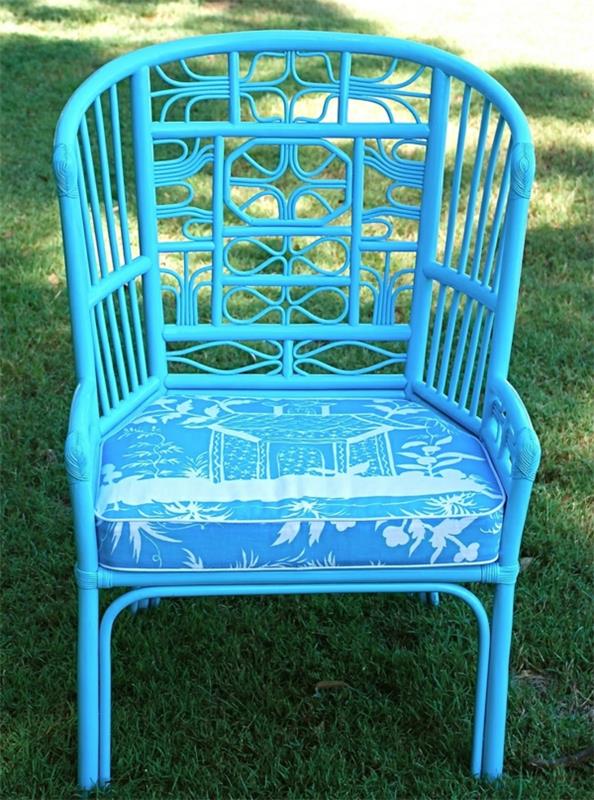puutarhakalusteet ylellinen bambu -design -huonekalunojatuoli sinisellä