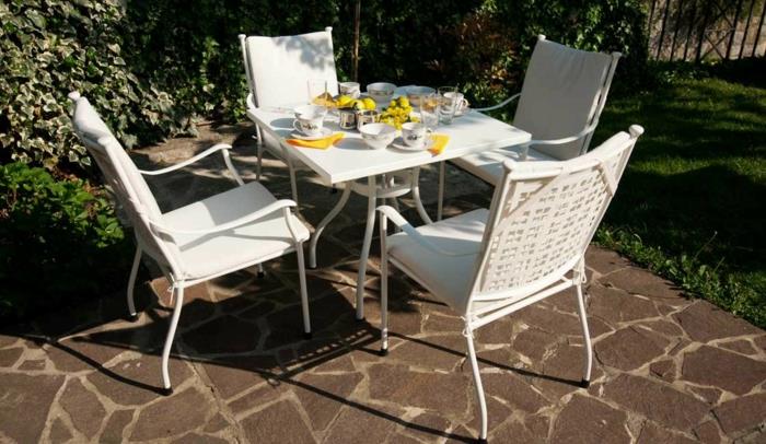 puutarhatuolit alu puutarhakalusteet setti alu pöytä pyöreät tuolit tukevat valkoista