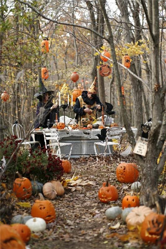 puutarhajuhlien koristelu pöydän koristelu halloween puutarhan koristelu