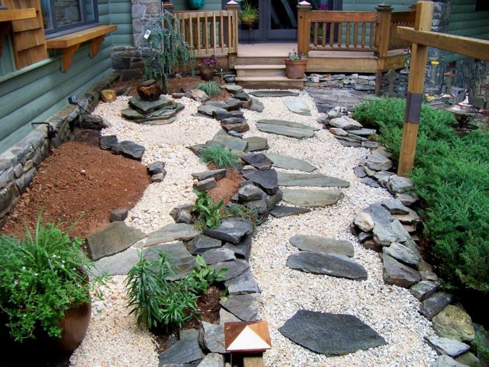 puutarhan suunnittelu rock garden design kasvit talon julkisivu