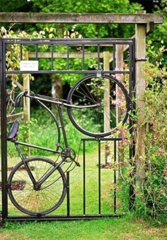 puutarhaovien suunnittelu DIY idea pyörä vihreä nurmikko