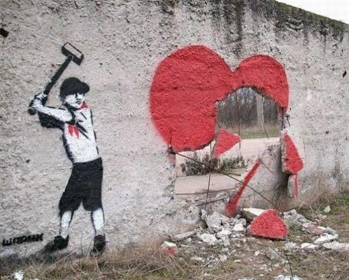 särkyneen sydämen graffittitaide
