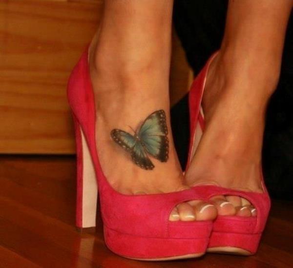 tatuoinnit 3d jalka perhonen tatuointi