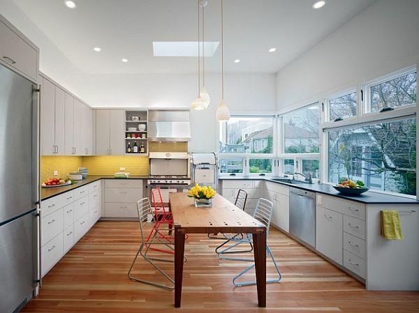 keltainen maalattu keittiö suunnittelee voita keittiön takaseinälaattojen peili