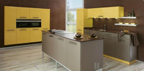 keltainen moderni keittiösaari -suunnitteluidea