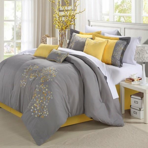 keltaiset kukat heittävät tyynyn sitruunaa makuuhuoneeseen
