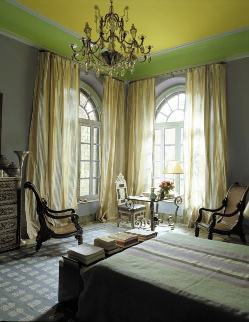 keltainen vihreä katto makuuhuone fantastinen kattokruunu