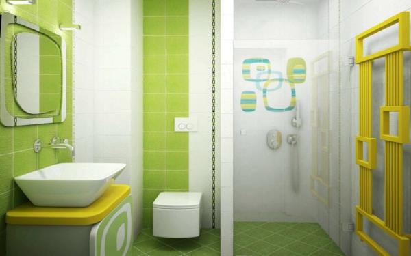 keltainen ja sininen sisustus kylpyhuone wc -idea