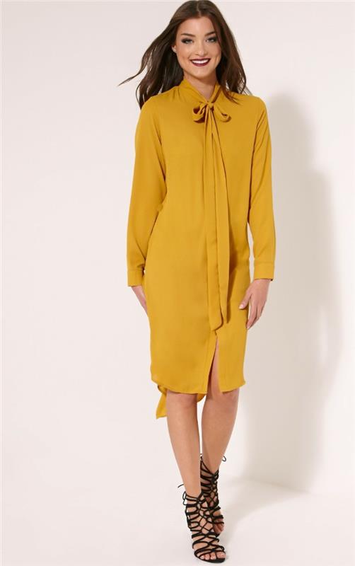 keltainen mekko ideoita keskipitkät naisten muoti mekot trendit