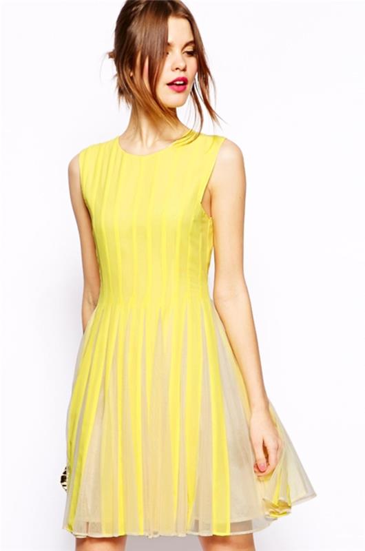 keltainen mekko keskipitkä elämäntapa muodin suuntauksia