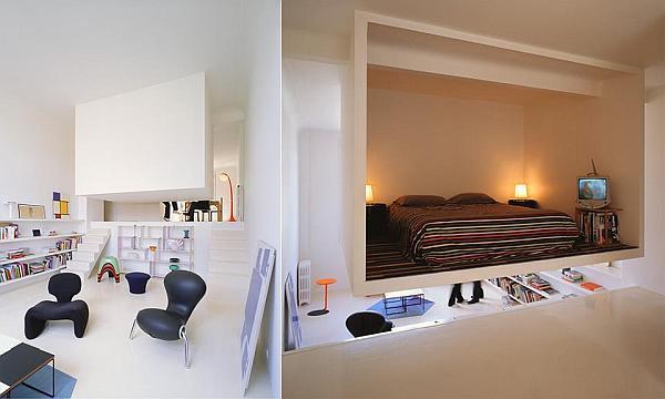 kodikas makuuhuone design ullakolla minimalistinen