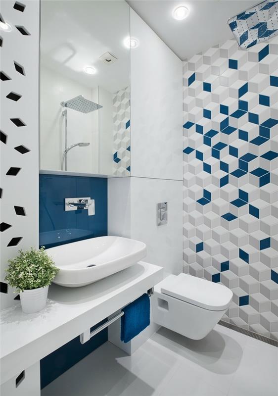 geometristen laattojen asettaminen kylpyhuoneen suunnittelu