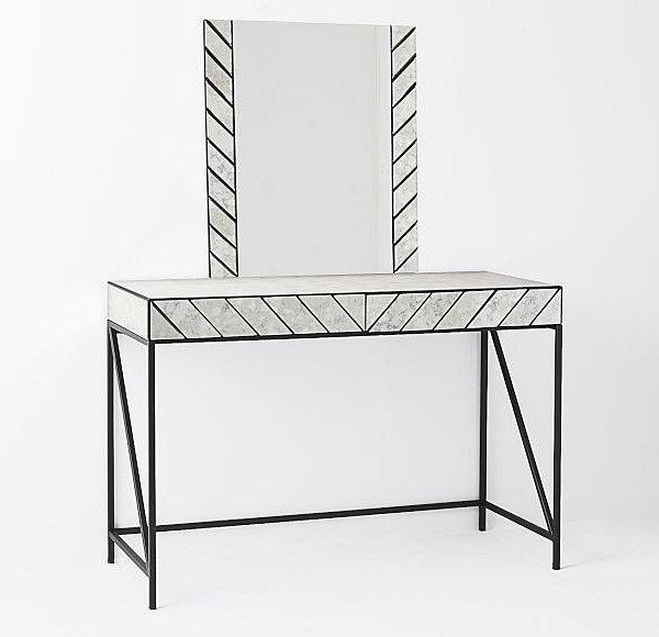 geometrinen kuvio mustavalkoinen peilipöytä
