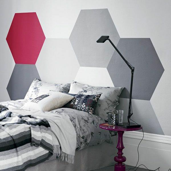 geometrinen seinän suunnittelu makuuhuoneen sänky