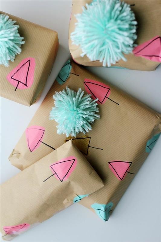 käärepaperi joulu diy ideoita hauskoja kasvoja käsinmaalattuja