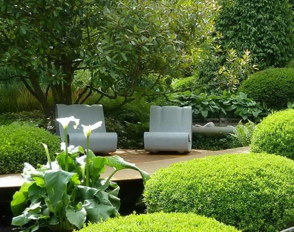 luo kaunis puutarha moderni ergonominen nojatuoli maisema