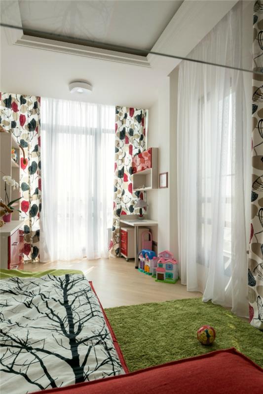 design lastenhuone värilliset lasten verhot vihreä matto jalkapallo pojan huone perustettu