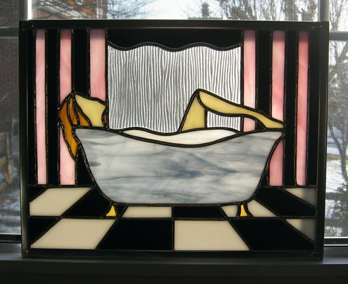 maalaus lasi vitrage ikkunat modernit mallit kylpyamme motiivit