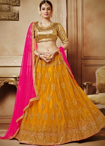Sárga és arany Lehenga