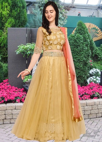 Golden Net Lehenga