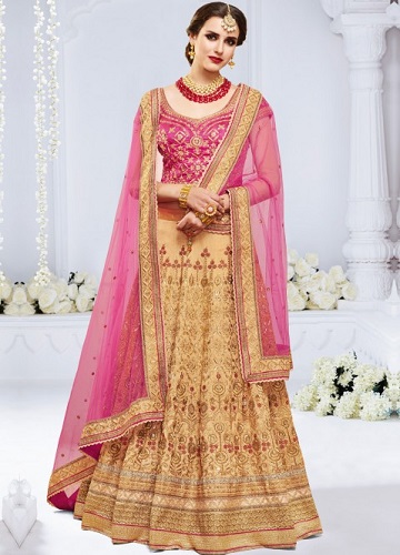 Rózsaszín és arany Lehenga