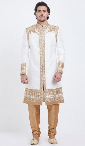 Hvid og guld Sherwani