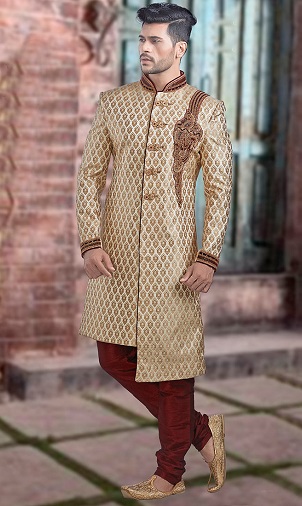 Golden Achkan Sherwani
