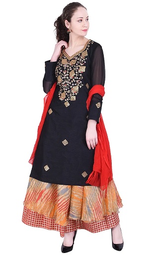 Dupion Silk Gota Patti Work Lehenga