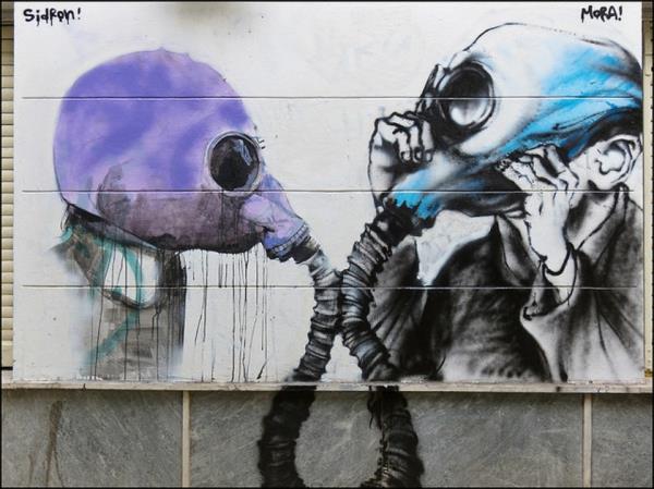 graffiti art ateena kreikka kaasunaamarit