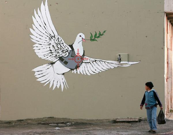 graffiti -taide bethlehem valkoinen kyyhkynen