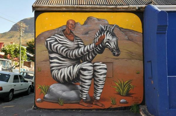 graffiti piirustus Kapkaupunki etelä -afrikka seepra mies