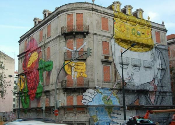 graffiti piirustus lissabon portugali värikäs