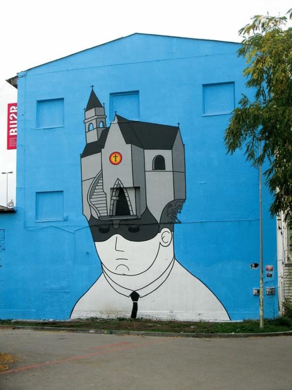 graffiti art Tšekin tasavalta prahan kirkon mies