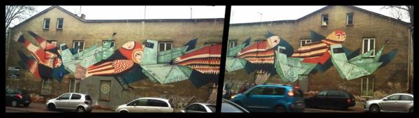 graffiti taide varsova puola linnut