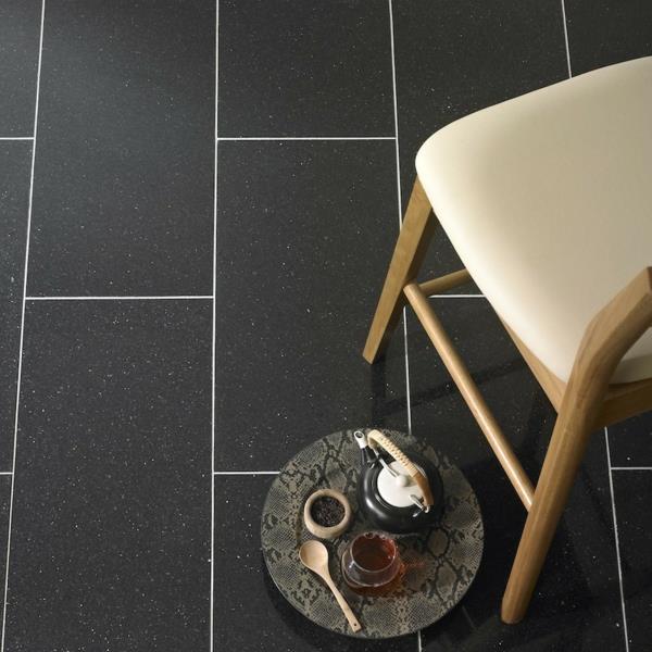 graniittilaatat lattiapäällysteiden ideoita musta matta